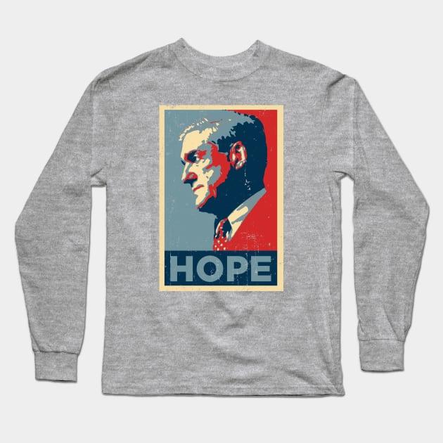 Robert Mueller HOPE Retro Obama Style Vintage Look Long Sleeve T-Shirt by ClothedCircuit